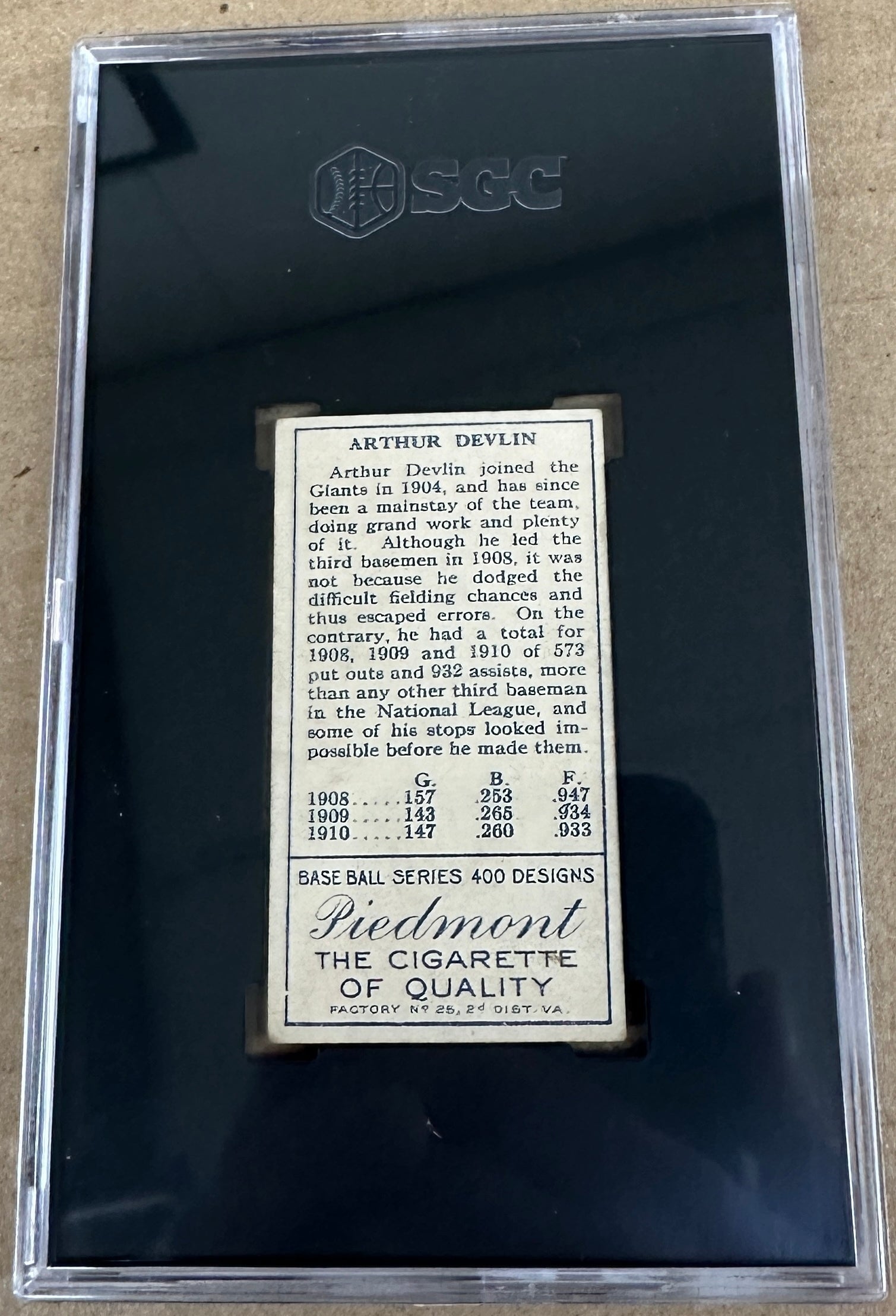 1911 T-205 Piedmont Arthur Devlin SGC 4