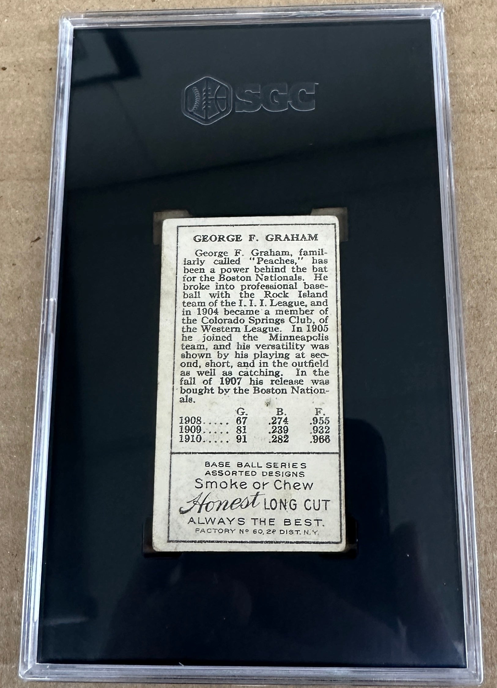 1911 T-205 Honest Long Cut George F. Graham Rusters Blue Signature SGC 3.5