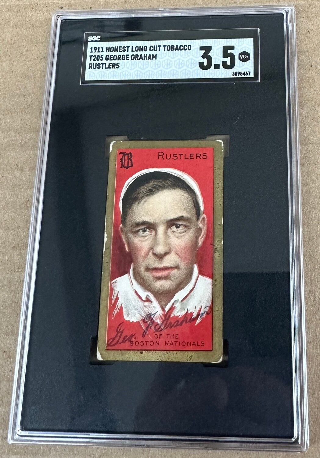 1911 T-205 Honest Long Cut George F. Graham Rusters Blue Signature SGC 3.5