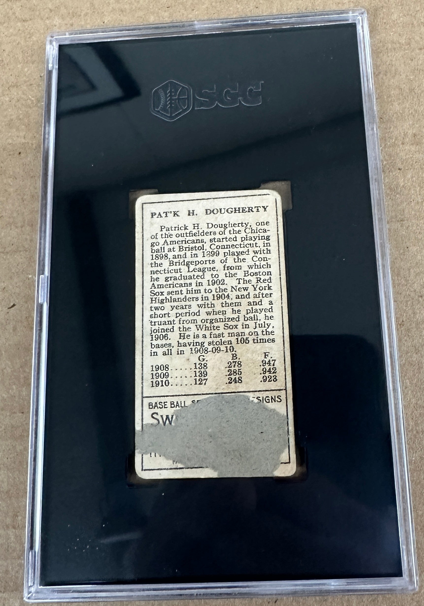 1911 T-205 Sweet Caporal Patsy Dougherty SGC 1