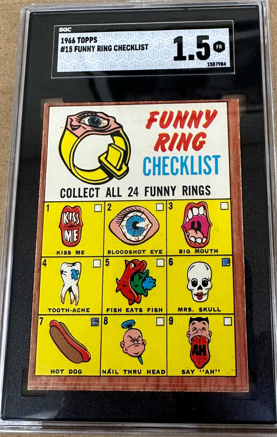 1966 Topps #15 Funny Ring Checklist Marked SGC 1.5