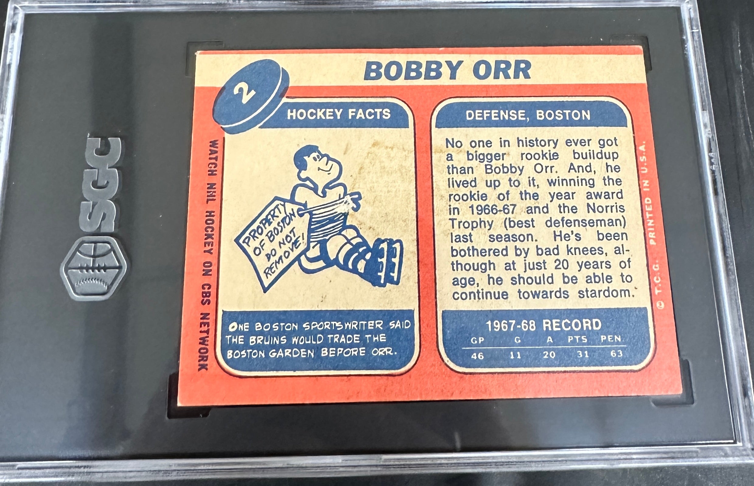 1968 Topps #2 Bobby Orr SGC 3.5