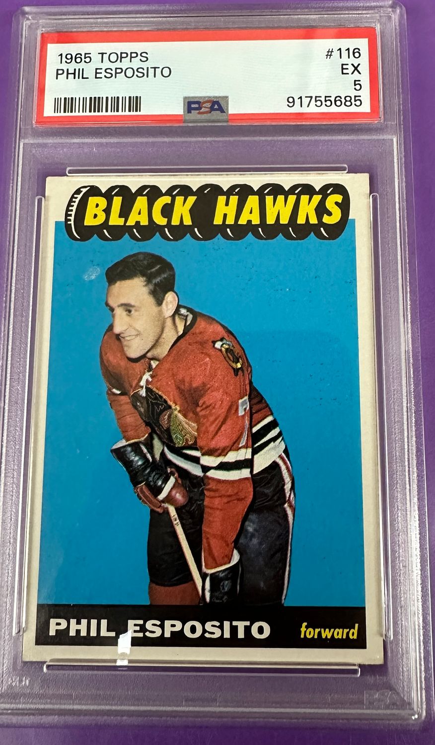 1965/66 Topps #116 Phil Esposito rookie PSA 5