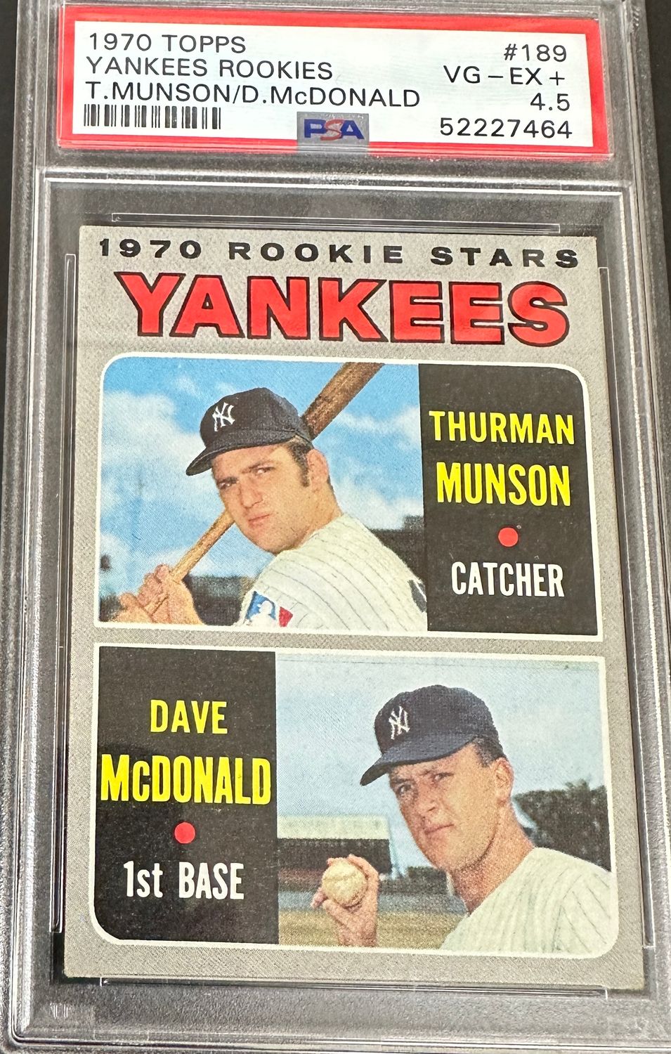 1970 Topps #189 Thurman Munson rookie PSA 4.5