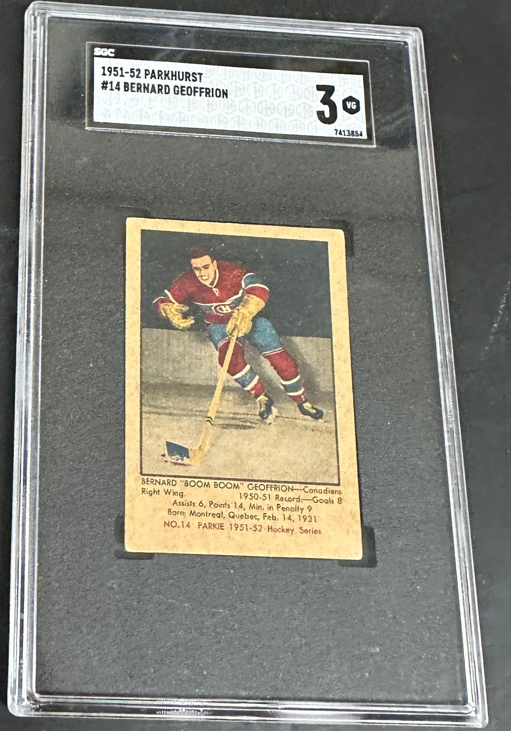 1951 Parkhurst #14 Boom Boom Geoffrion rookie SGC 3