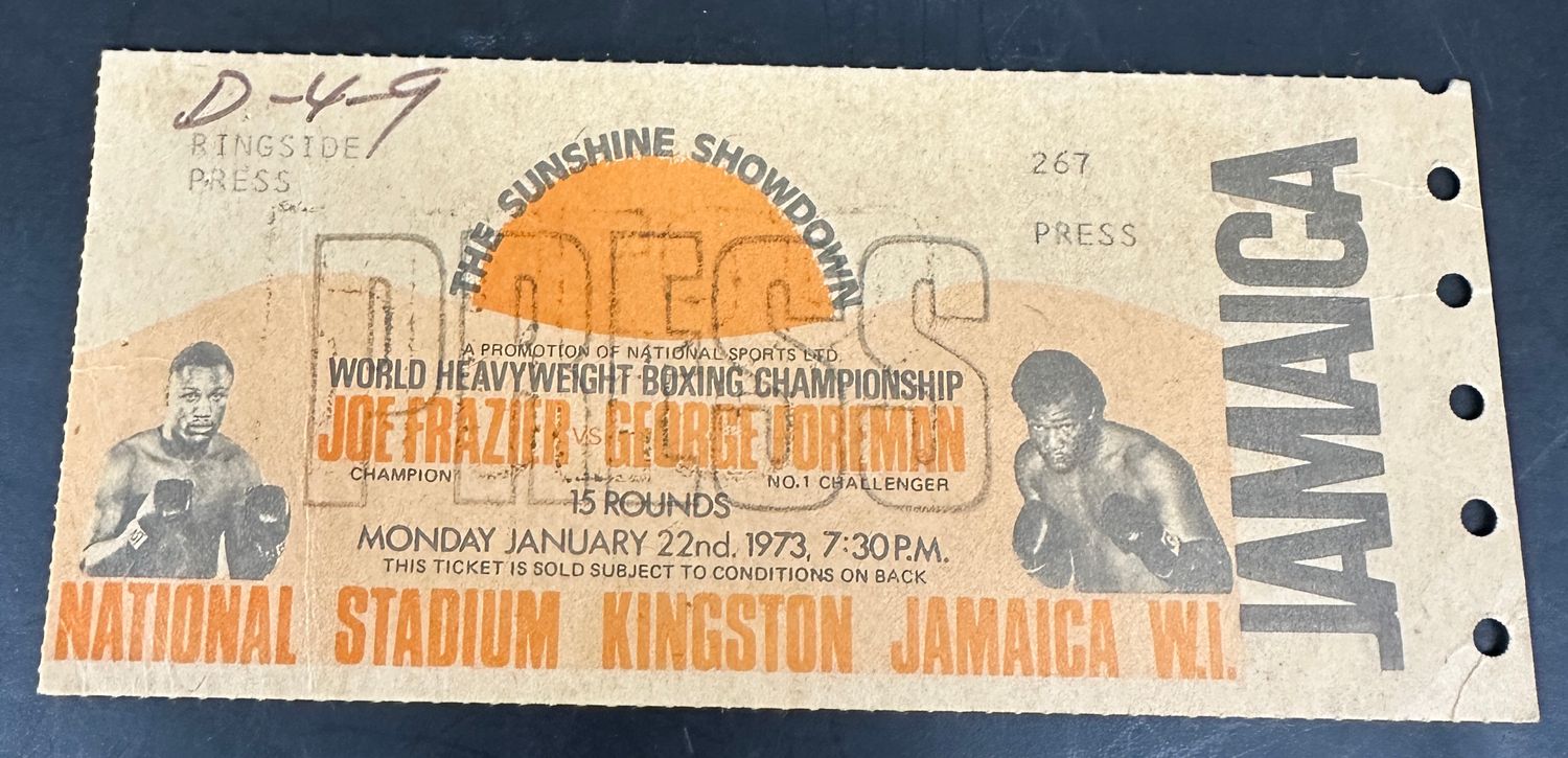 1973 Ticket Frazier vs. Foreman Kingston Jamaica