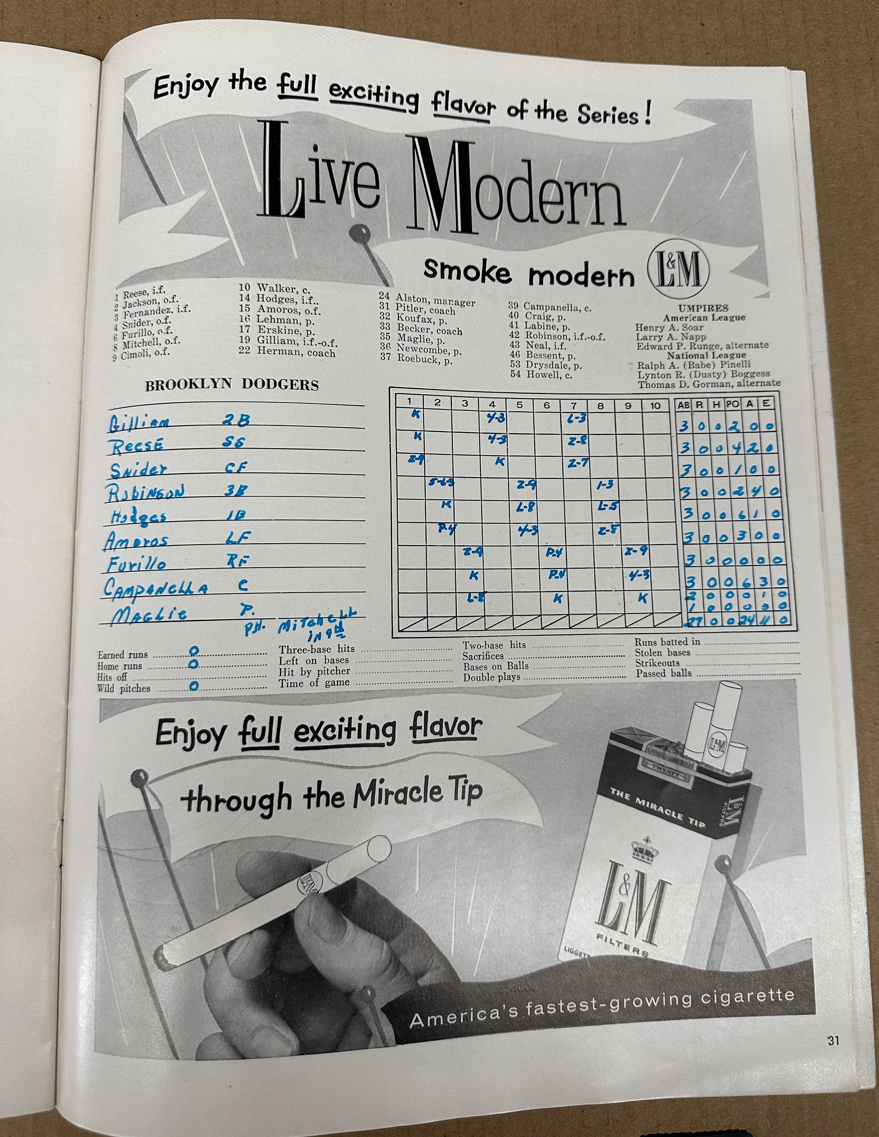 1956 NY Yankees World Series Program Don Larsen Perfect Game Scored