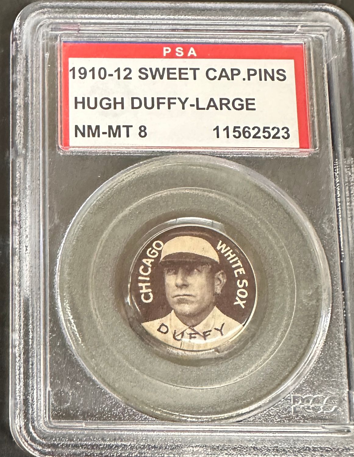 1910-12 Sweet Caporal Pins Hugh Duffy  Large Letters PSA 8