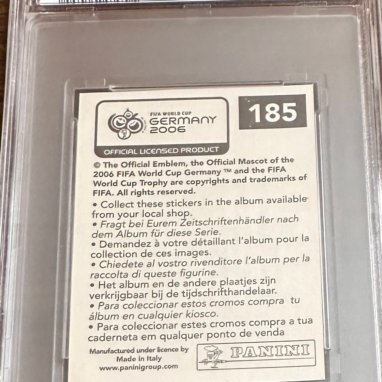 2006 Panini World Cup Lionel Messi Germany Sticker PSA 6