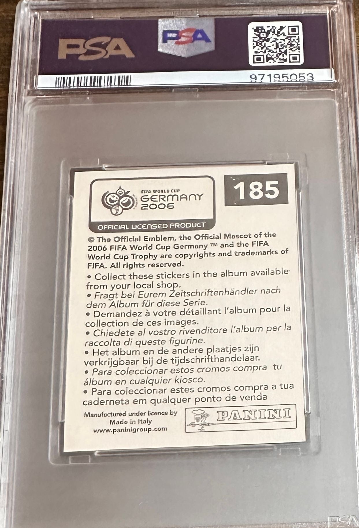 2006 Panini World Cup Lionel Messi Germany Sticker PSA 6