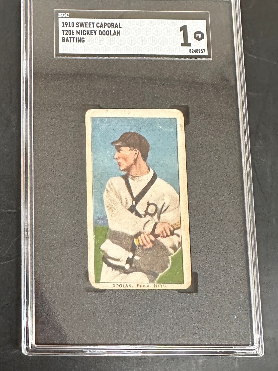 1910 Sweet Caporal T206 Mickey Doolan Batting SGC 1