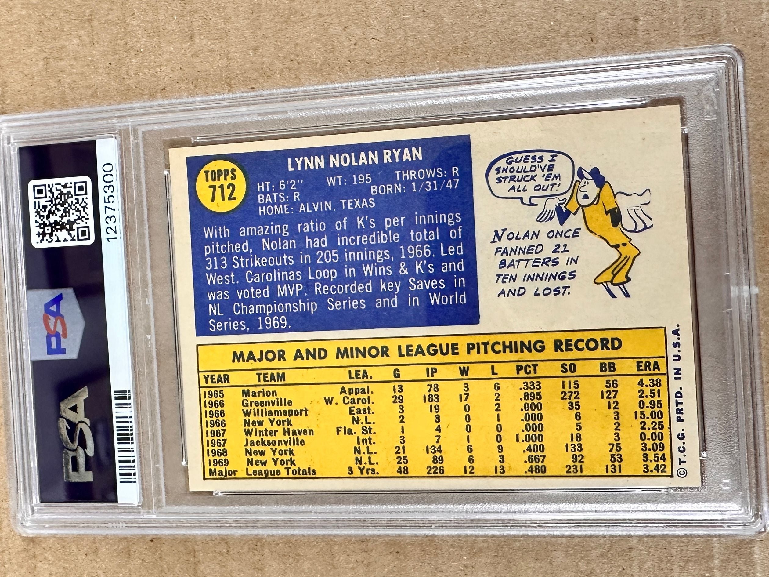 1970 Topps #712 Nolan Ryan PSA 8