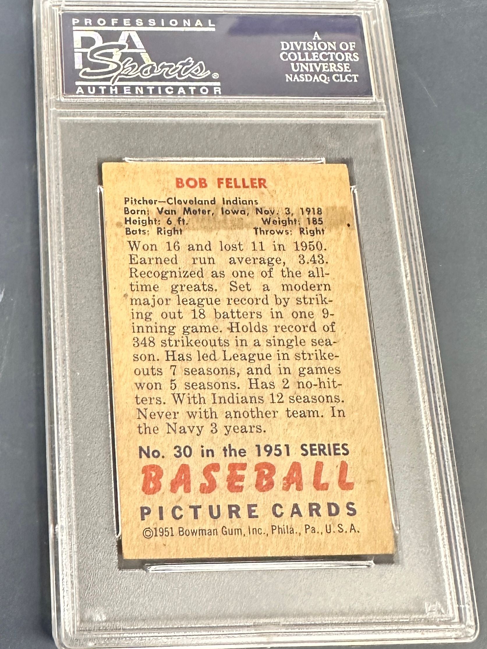 1952 Bowman #30 Bob Feller PSA 6