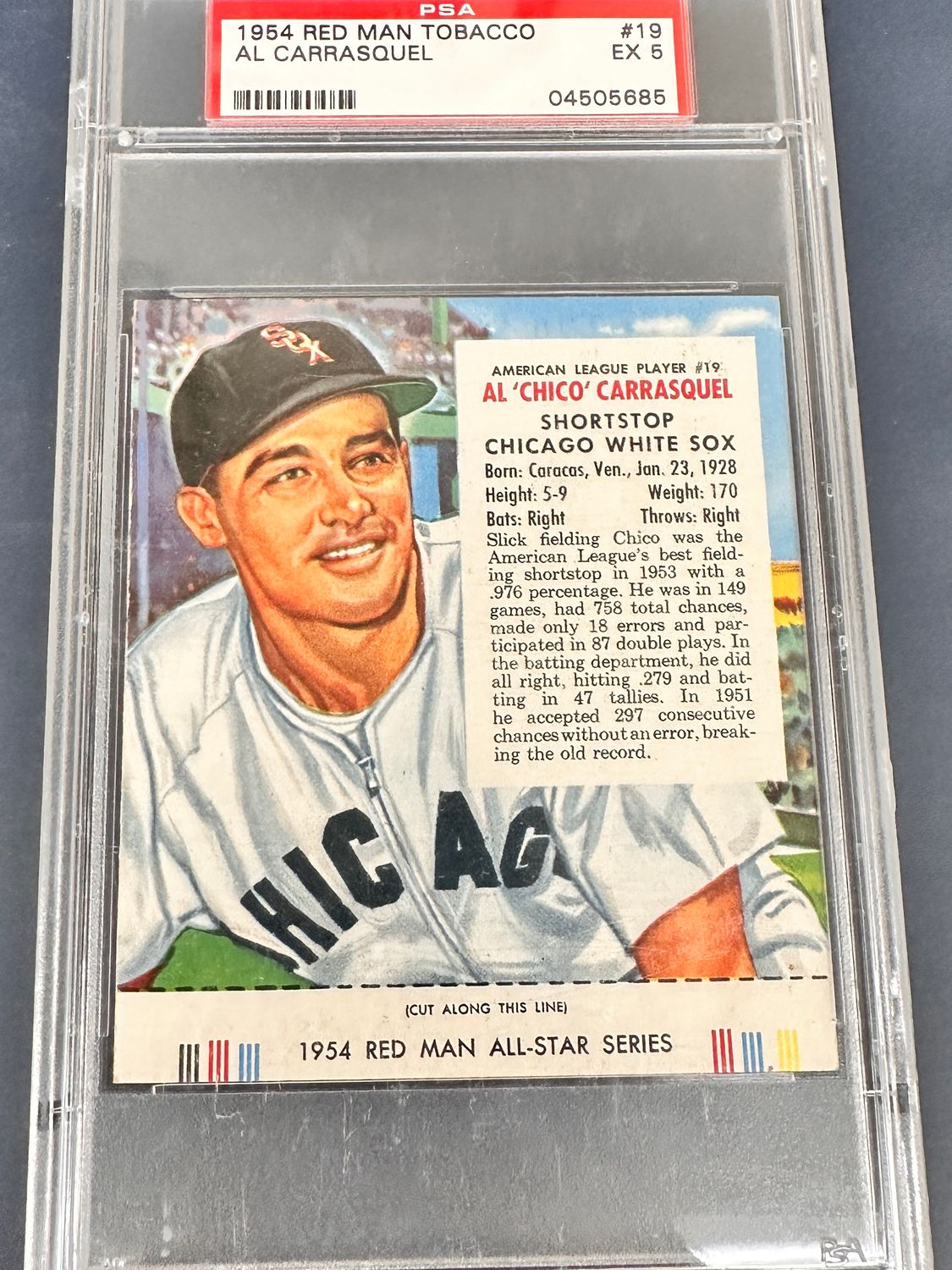 1954 Red Man #AL19 Chico Carrasquel PSA 5