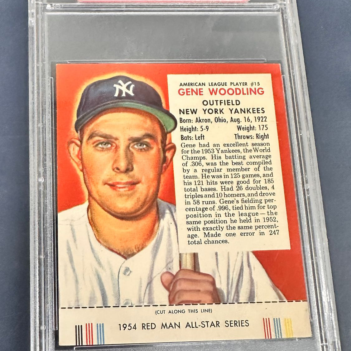 1954 Red Man #AL15 Gene Woodling Yankees PSA 5