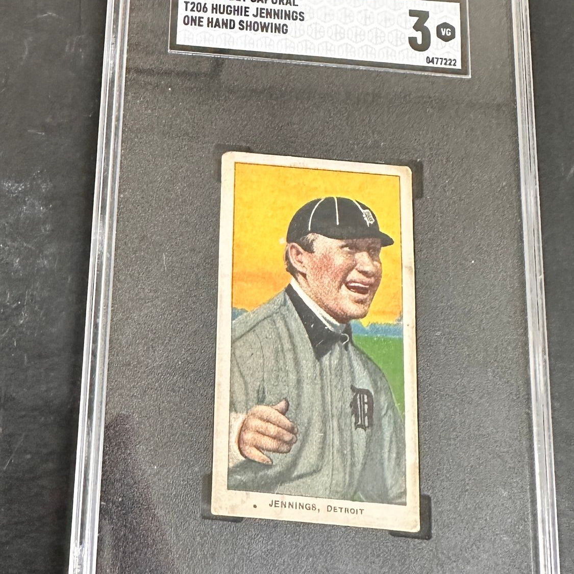 1910 T206 Sweet Caporal Hughie Jennings One Hand Showing SGC 3