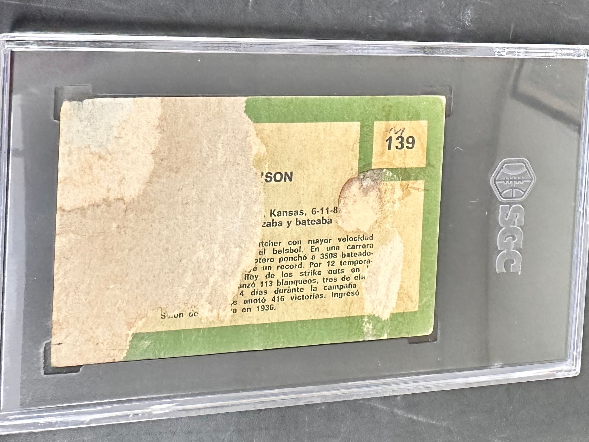 1967 Topps Venezuelan #139 Walter Johnson SGC Authentic