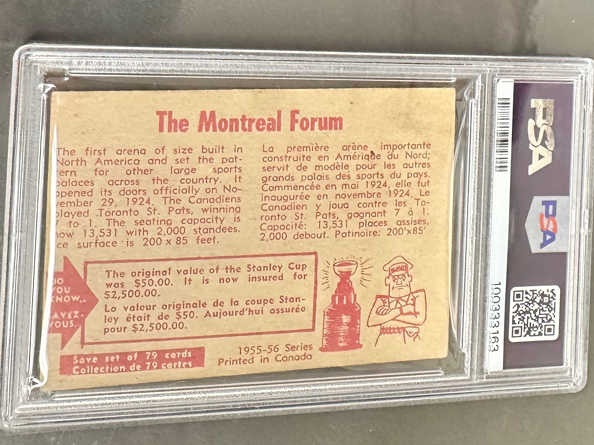 1955 Parkhurst #78 The Montreal Forum PSA 4