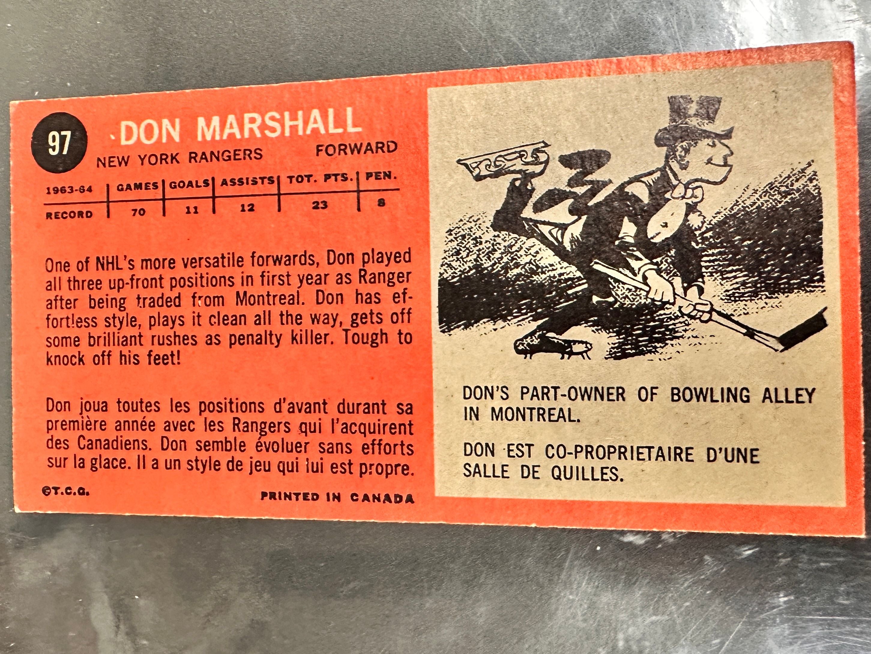 1964/65 Topps #97 Don Marshall SP Ex/Mint