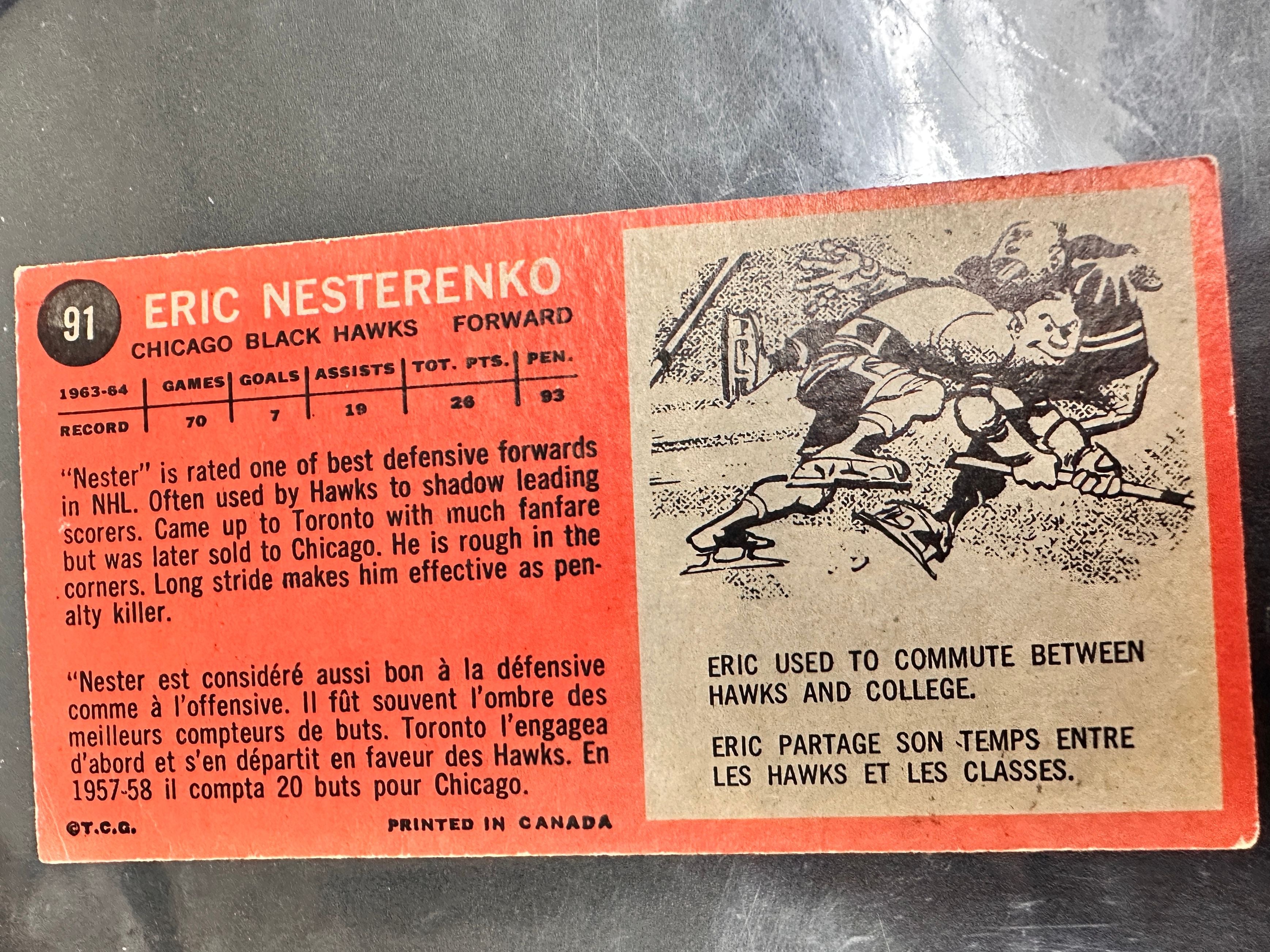 1964/65 Topps #91 Eric Nesterenko SP VG