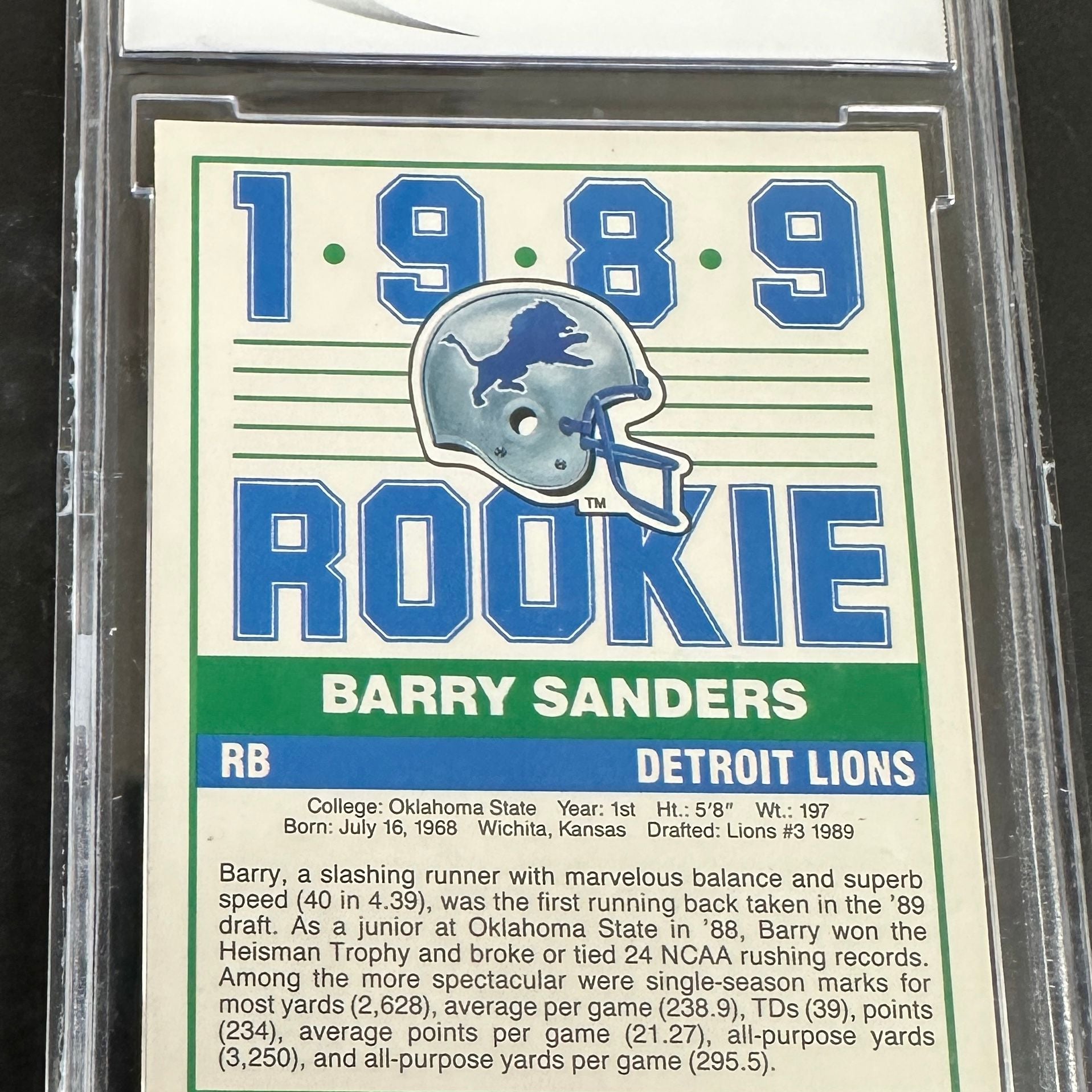 1989 Score #257 Barry Sanders BCCG Graded 10 Gem Mint