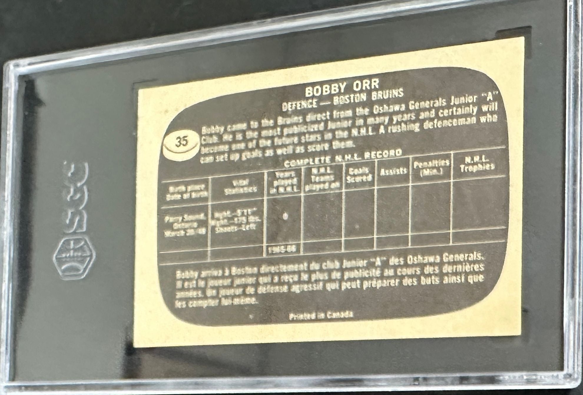 1966/67 Topps #35 Bobby Orr Rookie SGC 1.5 Nicer!