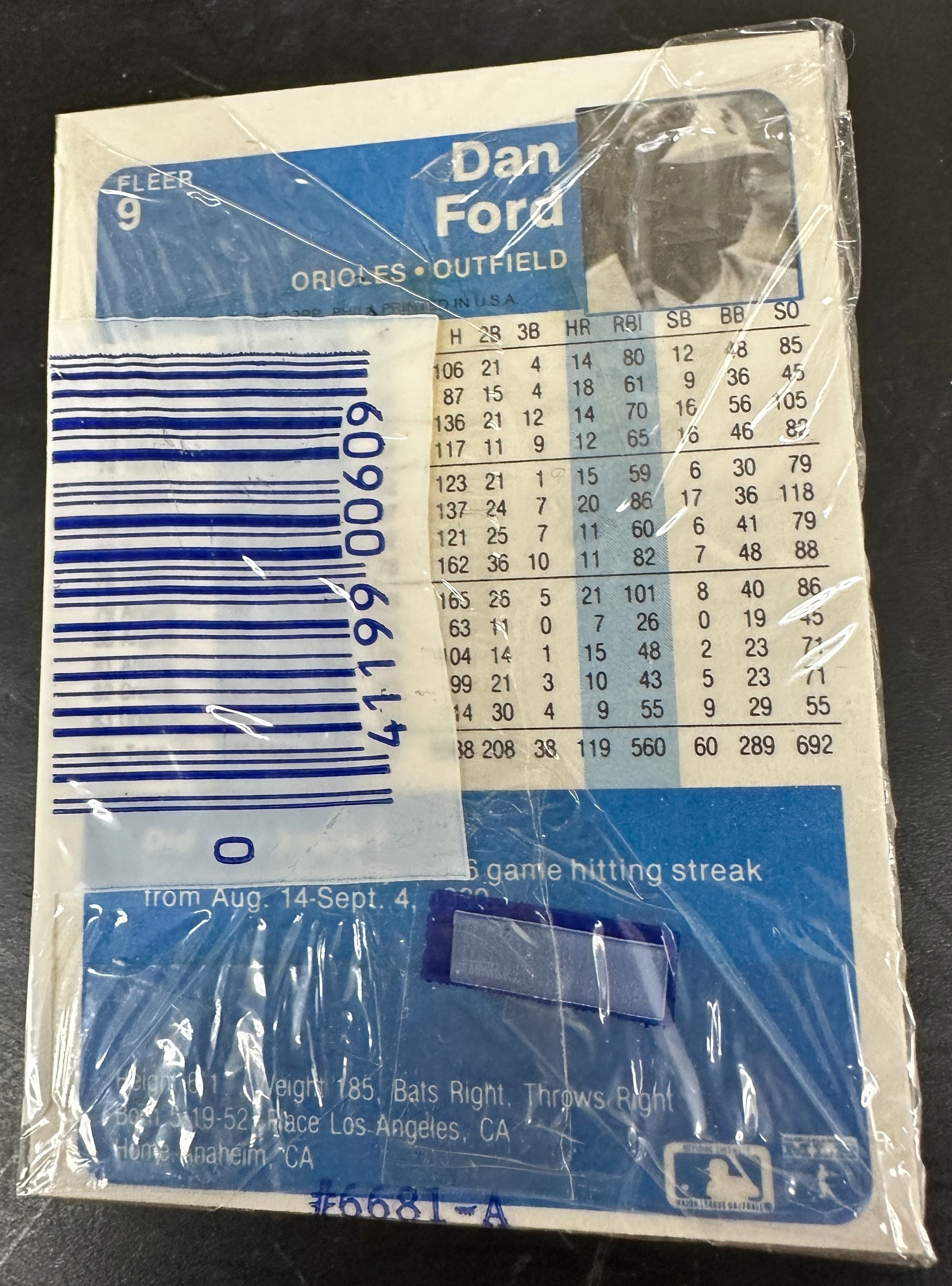 1984 Fleer Sealed Cello Pack w/ Nolan Ryan on Top