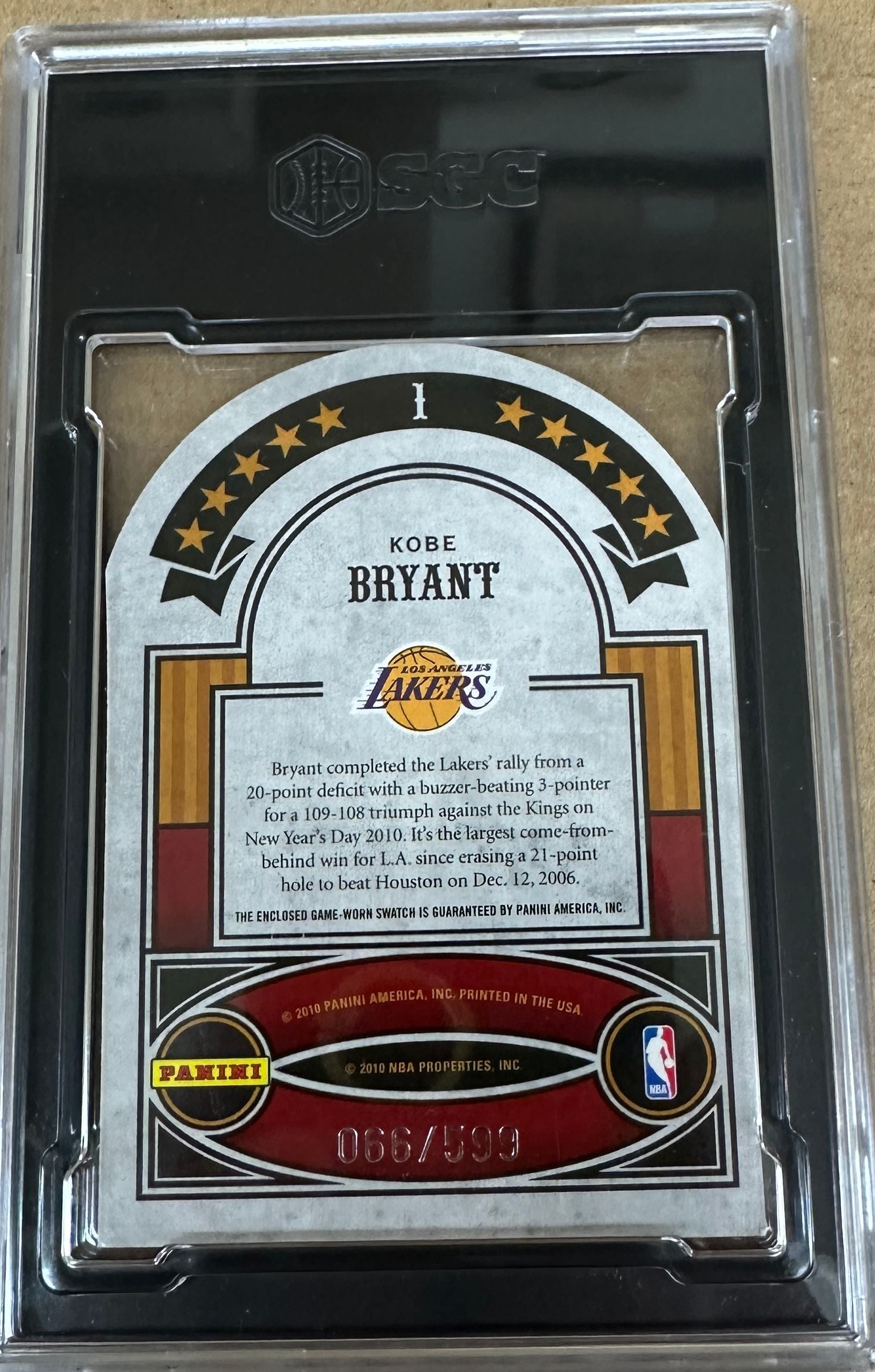 2009/10 Panini Crown Royale #1 Kobe Bryant All Stars Material #'d66/199 SGC 8