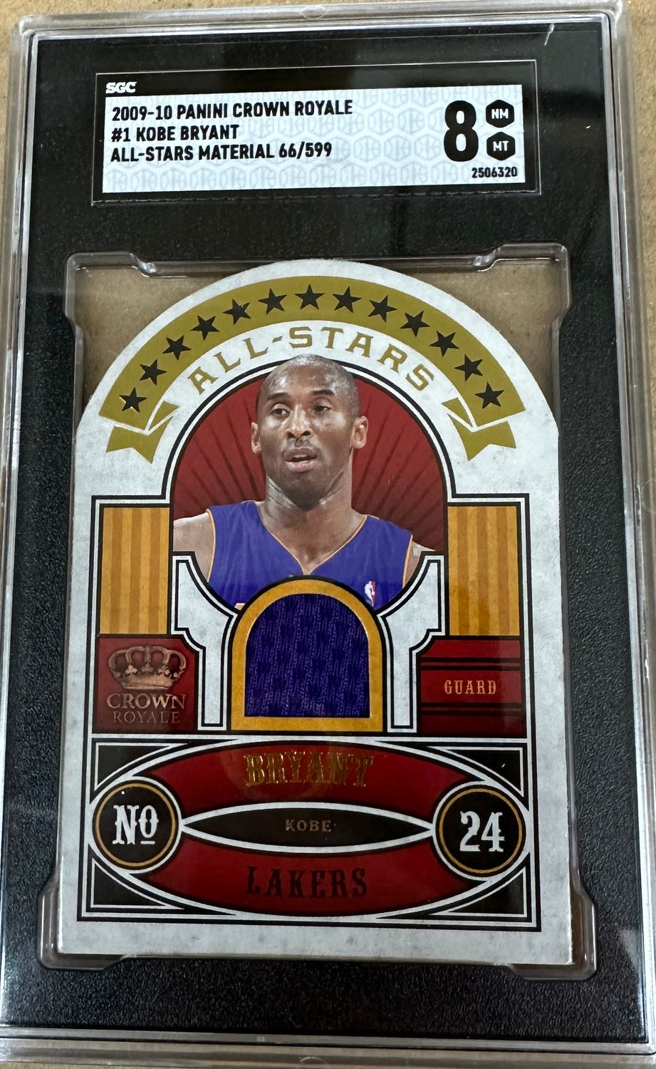 2009/10 Panini Crown Royale #1 Kobe Bryant All Stars Material #'d66/199 SGC 8