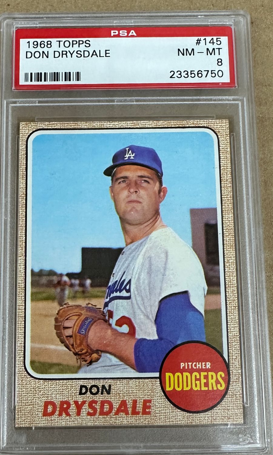 1968 Topps #145 Don Drysdale PSA 8