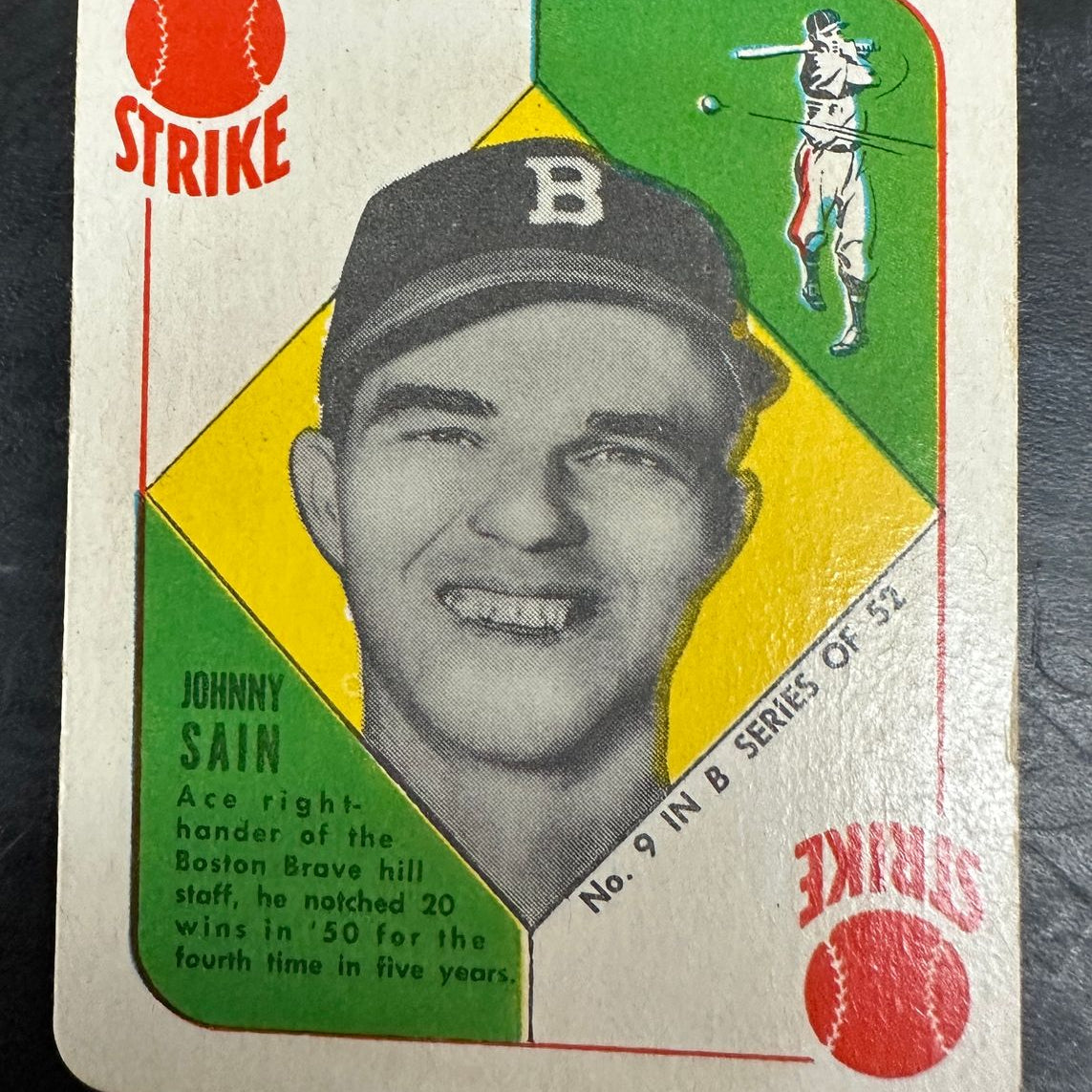 1951 Topps Blue Back Set Break #9 Johnny Sain Ex/Mint