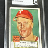 1952 Topps #216 Richie Ashburn SGC 1 Back Damage