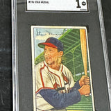 1952 Bowman #196 Stan Musial SGC 1 Pen on Back