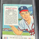 1955 Red Man Tobacco #5 Johnny Logan PSA 7