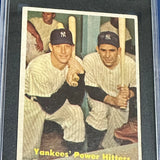 1957 Topps #407 Yankees Power Hitters Mantle/Berra SGC 4.5