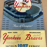 1957 World Series Program Yankees vs. Braves Nr Mt/Mint w/ 3 auto's
