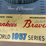 1957 World Series Program Yankees vs. Braves Nr Mt/Mint w/ 3 auto's