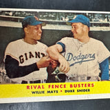 1958 Topps #436 Fence Busters Mays Snider Ex+