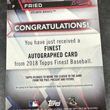 2018 Topps Finest Max Fried Rookie Autographed Card MINT!