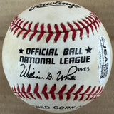 Ernie Banks signed ball "Let's Play Two" Inscription JSA