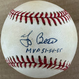 Yogi Berra signed ball Inscribed MVP '51,54,55 JSA