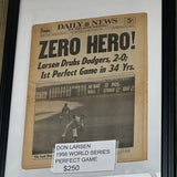 1956 Don Larsen World Series Perfect Game Newspaper